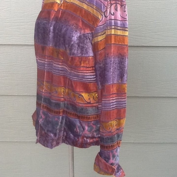 Coldwater Creek Sz S Open Jacket Velour Colorful - Picture 2 of 4